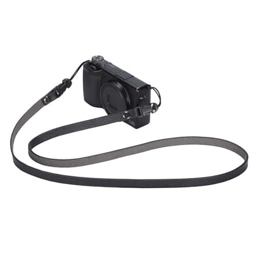 DBZZ Vintage Minimalist Leather Camera Neck Shoulder Strap For Ricoh GRII GRIII GRIV For Leica X1 For Fuji X-half X100VI (Black)