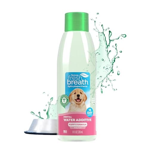 TropiClean Fresh Breath Water Additive for Puppies, Teeth Cleaning and Breath Freshener Solution, No Toothpaste or Toothbrush Required, 8 oz.