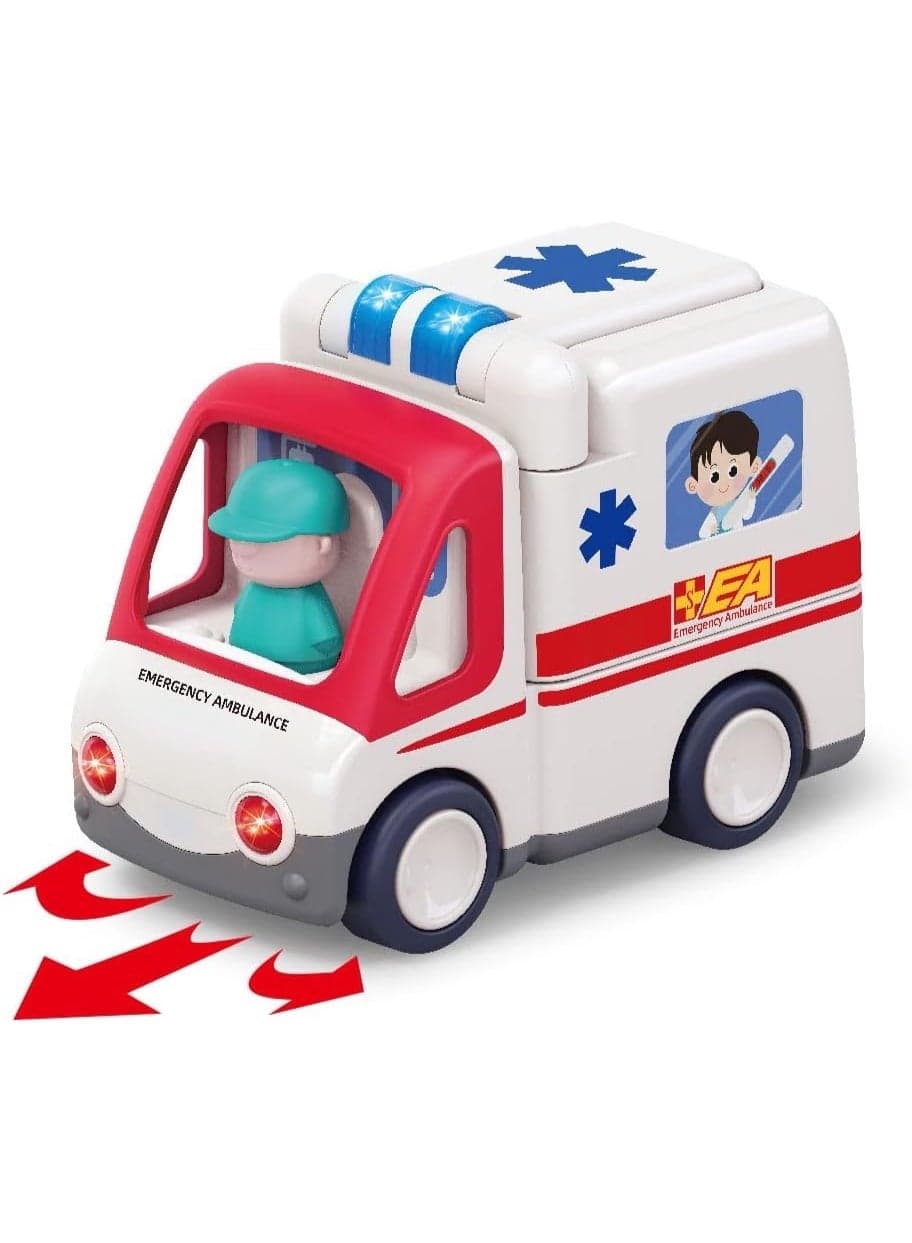 Hola Toy Ambulance with Lights & Sounds, Bump-and-Go Feature, 9 Medical Tools, Removable Driver & Patient Figures, Educational Pretend Play for Kids 3Y+, Promotes Fine Motor Skills & Imagination