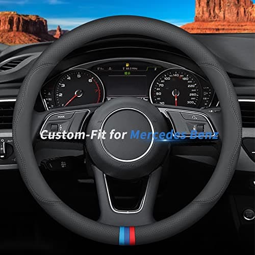 CustomFit for Steering Wheel Cover Premium Leather Car Steering Wheel Cover with Logo NonSlip Breathable for Accessories DStyle