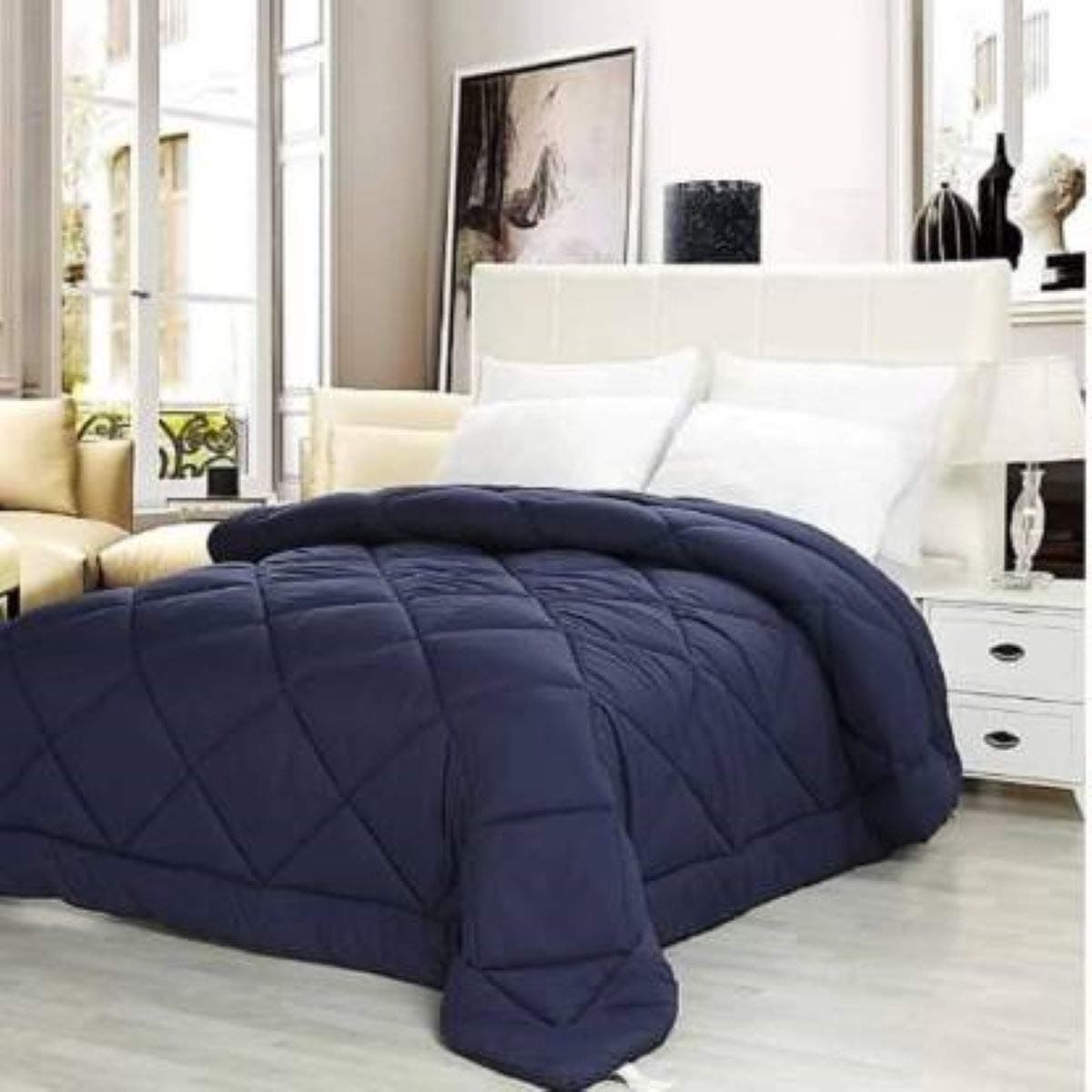 Texlux Microfiber Single Size DuvetAC ComforterQuiltBlanket 60 Inch X 90 InchDark Blue