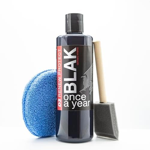 Blak | Semipermanent Tire & Trim Restorer, Low to High Shine, Max Durability, Floor Mat- Golf Cart- RV- Motorcycle-Safe, Acrylic Ceramic-Hybrid Protectant, Wash-Proof, 5 min Dry-Seal 16oz
