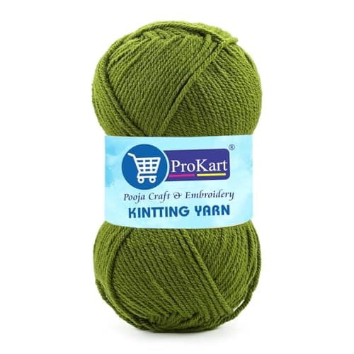 ProKart Premium Woolen 4 ply Hand Knitting Wool Yarn | Fine Weight Knitted and Crocheted Soft Yarn for Sweater, Scarf, Hat, Baby Clothes, Baby Sports, Purse, Gift Bags & DIY Craft Accessories Projects (1 Ball/100 Gram Each) (Sap Green, 100gms x 1 Pack)