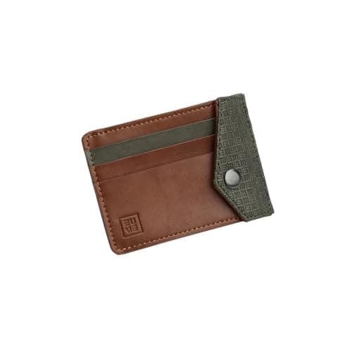 Eume Nova Card Holder for Men & Women, Rustic Green | Slim Premium Vegan Leather | 3 Card Slots & 1 Flap Pocket | Slim & Durable Design | Card Holder Wallet for Credit, Debit, & Id Cards