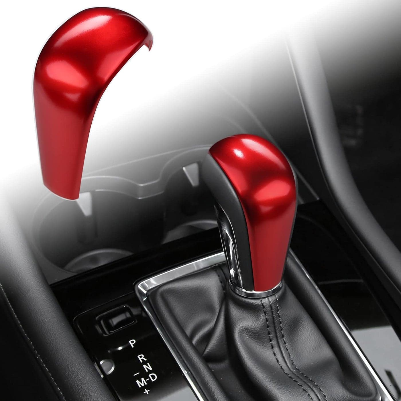 ANFOKAS Compatible with Mazda 3 CX30 CX50 Accessories Sporty Car Gears Gear Panel Gear Shift Knob Cover Trim Cap Interior Decoration Sticker Red