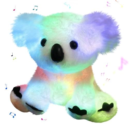 Glow Guards Musical Light up White Koala Stuffed Animal LED Singing Wildlife Soft Plush Toy with Night Lights Lullabies Birthday Idea Gift for Toddlers Kids 10