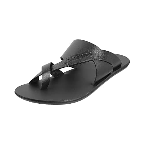 Metro Men's Black Faux Leather Stylish Casual Sandals UK/10 EU/44 (16-640)