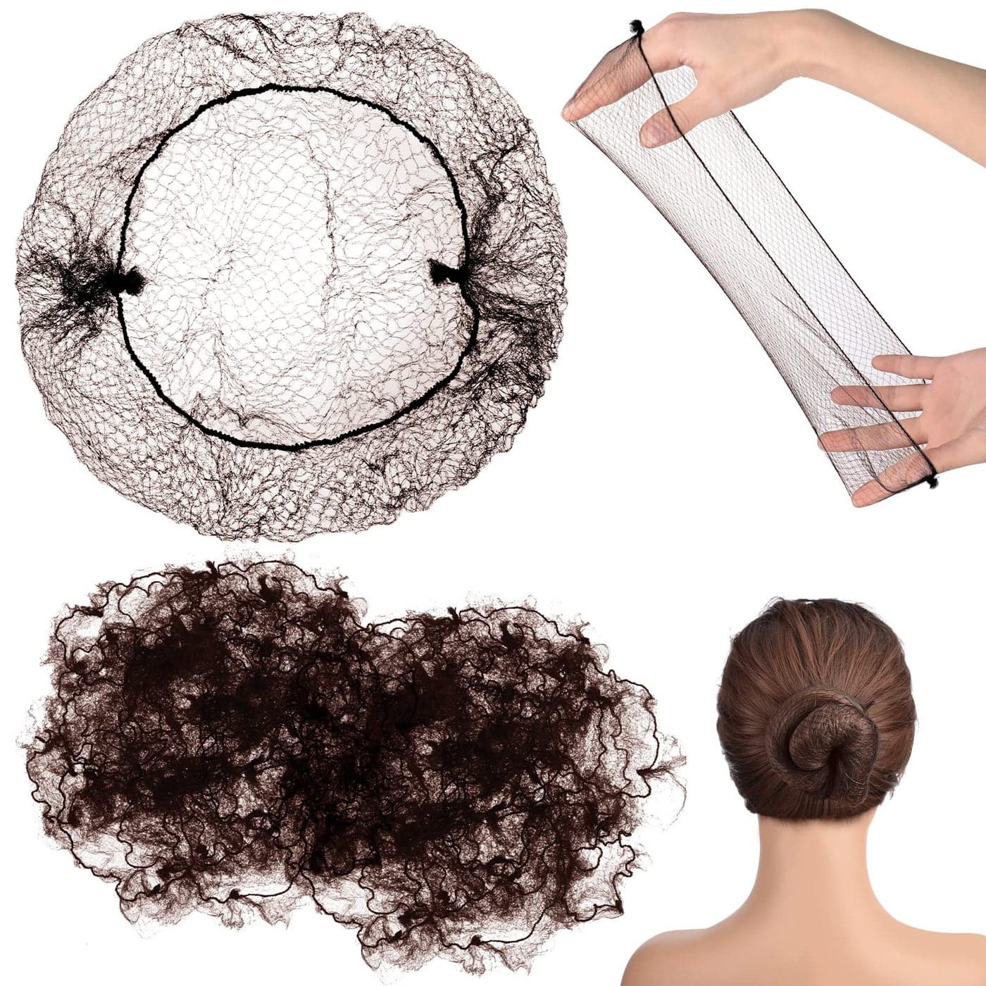 400 Pcs Hair Nets for Women Hair Nets for Food Service Invisible Elastic Edge Mesh 20 Inches Ballet DanceDark Brown