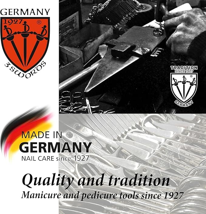 3 Swords Germany manicure set with toe nail clipper finger nail clipper nail file and tweezers in a black case brand quality since 1927