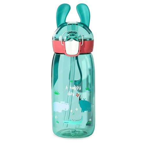 FunBlast Water Bottles for kids, Cute Design Water Bottle with Sipper, TritanSipper Bottle for Kids -Anti-leak Kids Cartoon Water Bottle for Kid - 550 Ml (Animal) Multicolor