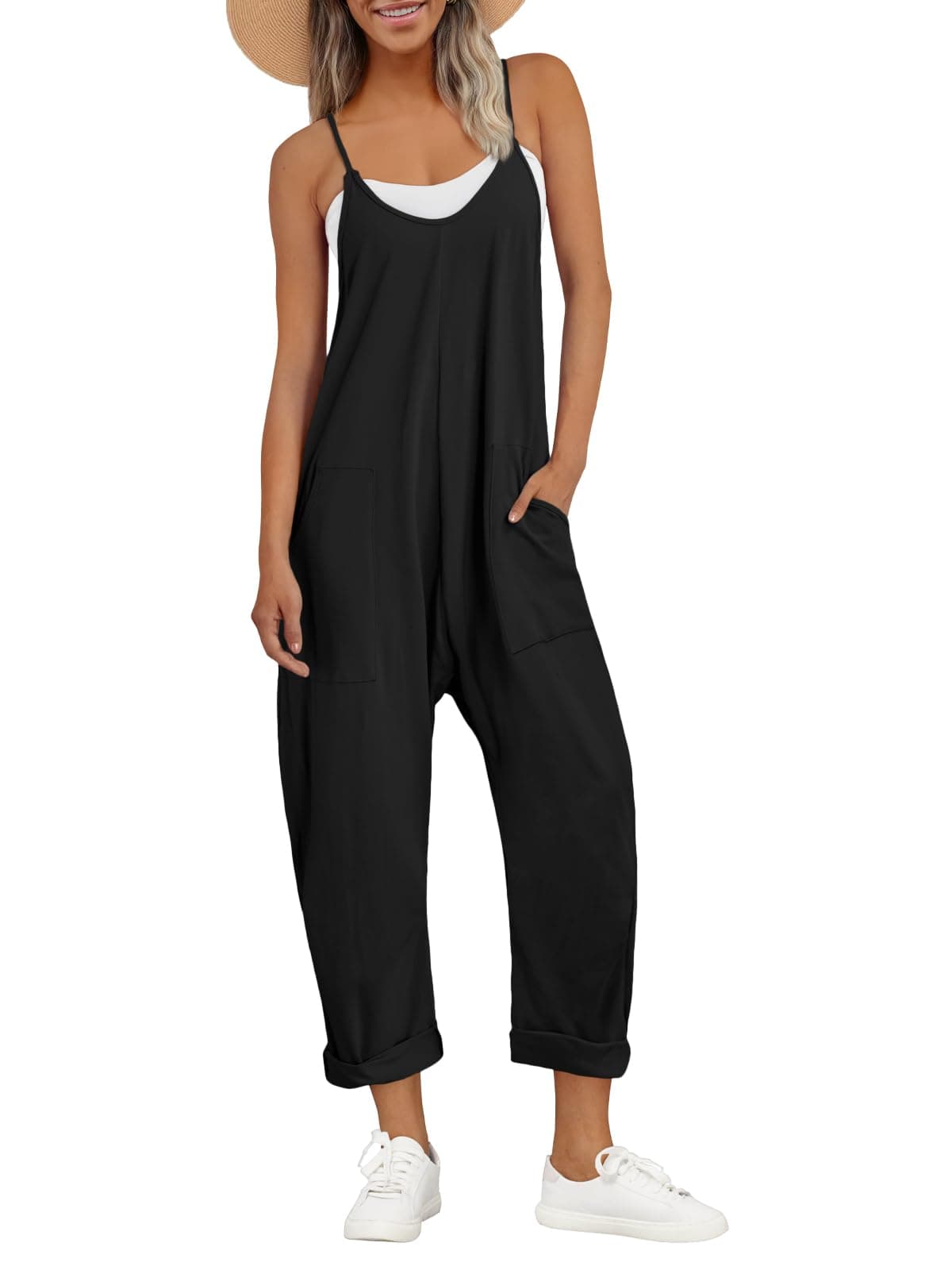 AUTOMET Jumpsuits for Women Casual Summer Outfits Rompers Comfy Beach Vacation Trendy Overalls Jumpers Spring Fashion Maternity Clothes 2025 Black M Black XL