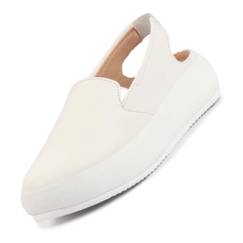 FAUSTO FST 1348 WHITE-38 Women's White Height Enhancer Elastic Closure Back Strap Platform Heel Slip On Shoes|Stylish|Chunky|Weekend|Classic Sneaker Shoes (5 UK)