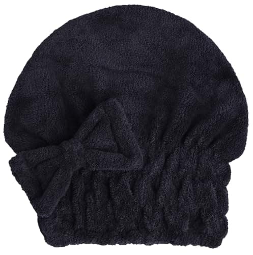 HOPESHINE Microfiber Hair Towel Cap for Women Wet Short or Long Curly Hair Super Absorbent Quick Dry Turbans Anti Frizz Great Gift for Women and Girls (Black, 1)