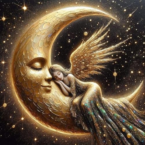 ijbnhd Diamond Art Kits for Adults 5D Fairy Diamond Painting Kits for Adults Beginners DIY Full Drill Angel Wings Moon Gem Art Kits for Wall Home Decor 14 X 14inch