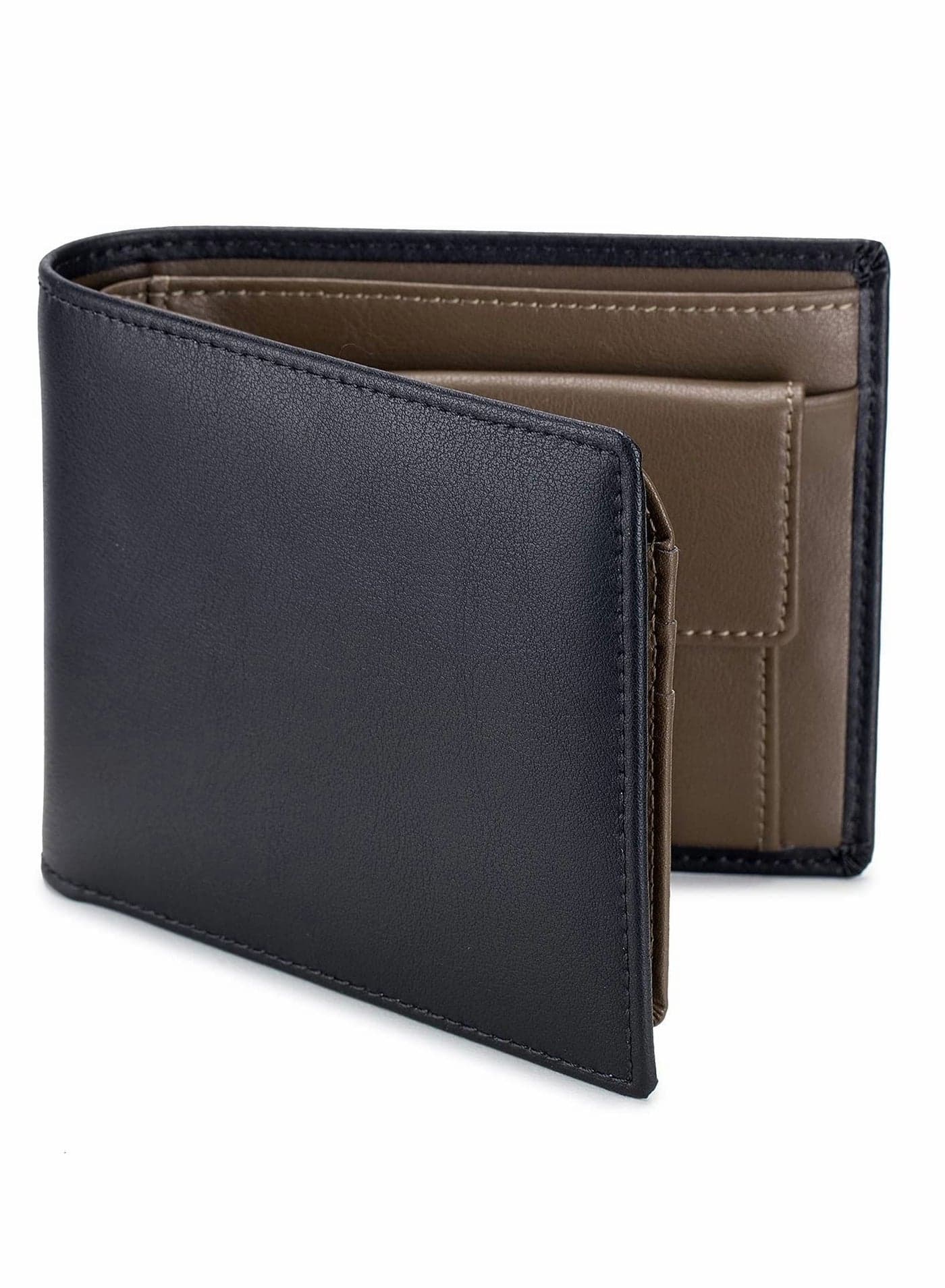 Leather Men's Wallet, RFID Blocking Slim Bifold Credit Card Wallet(Dark Khaki)