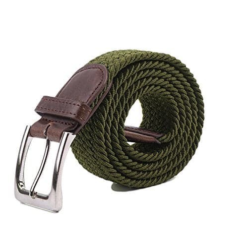Gelante Canvas Elastic Fabric Woven Stretch Multicolored Braided Belts 2041-Olive-XL