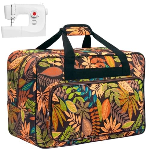 Haroranax Sewing Machine Carrying CaseSewing Machine Carrying Case Tote BagUniversal Tote Storage Bag with Pockets and Handles Suitable for Most Standard Singer Janome Brown