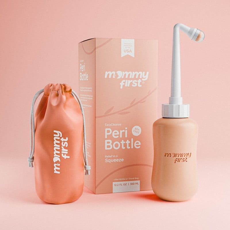 Mommy First® Peri Bottle for Postpartum Care | Upside Down Bottle for Perineal Cleansing and Recovery | Portable Bidet | Postpartum Essential | Peach 12.2 OZ