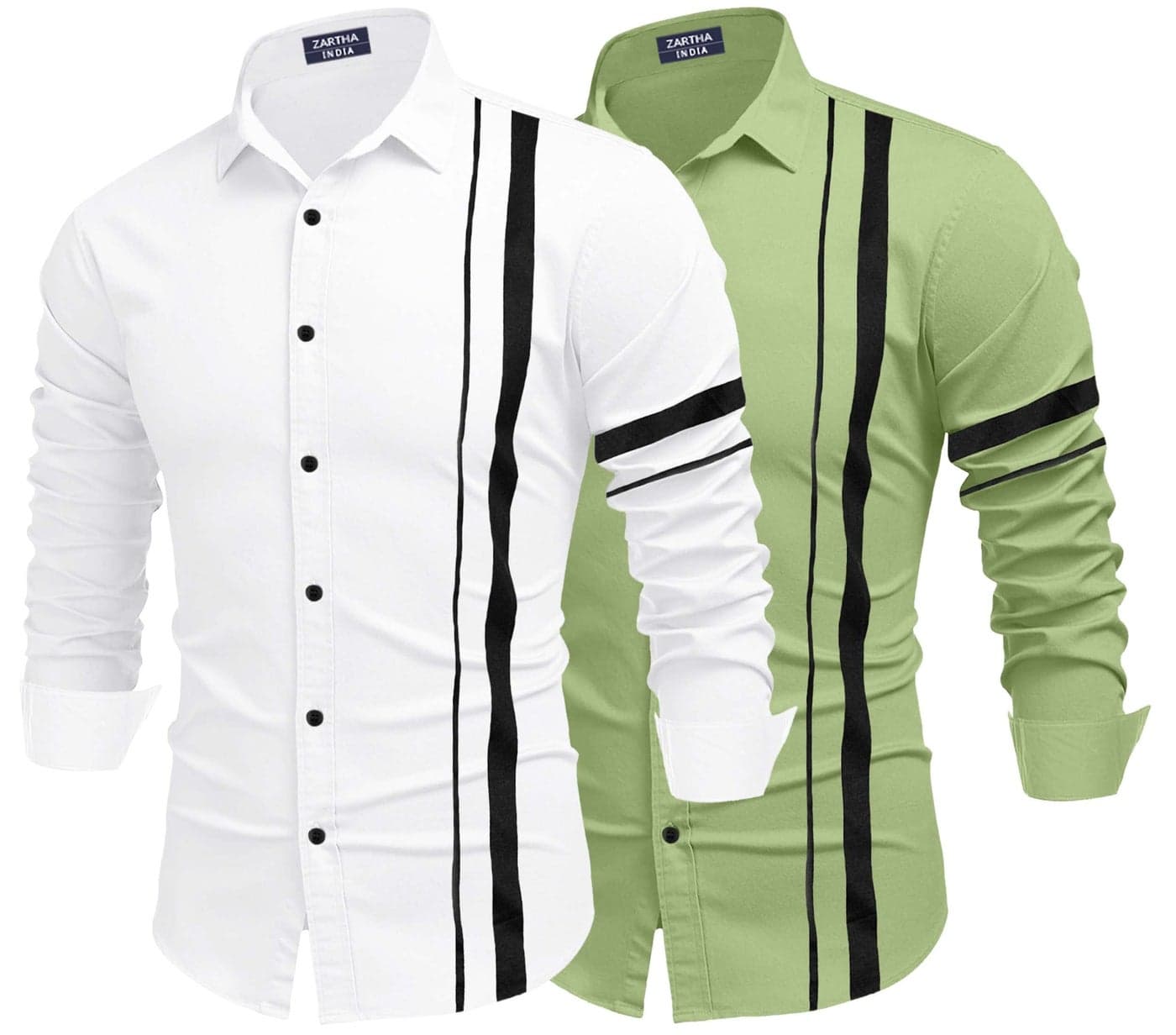 Zartha Men's Regular Fit Striped Pattern Cotton Blend Shirt with Collared Neck Long Sleeve and Standard Length | Shirt for Man