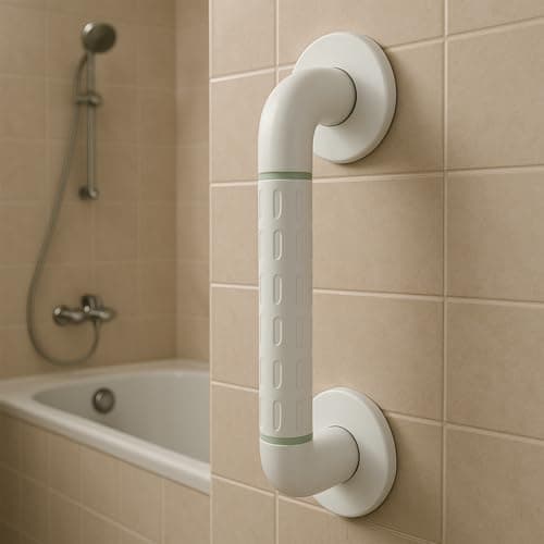 Bonkaso 12 Inch Heavy Duty ABS Grab Bar for Washroom, Anti-Slip Bathroom Handle for Senior Citizens | Wall Mounted Safety Support Rail for Toilet, Shower & Bathtub (White)