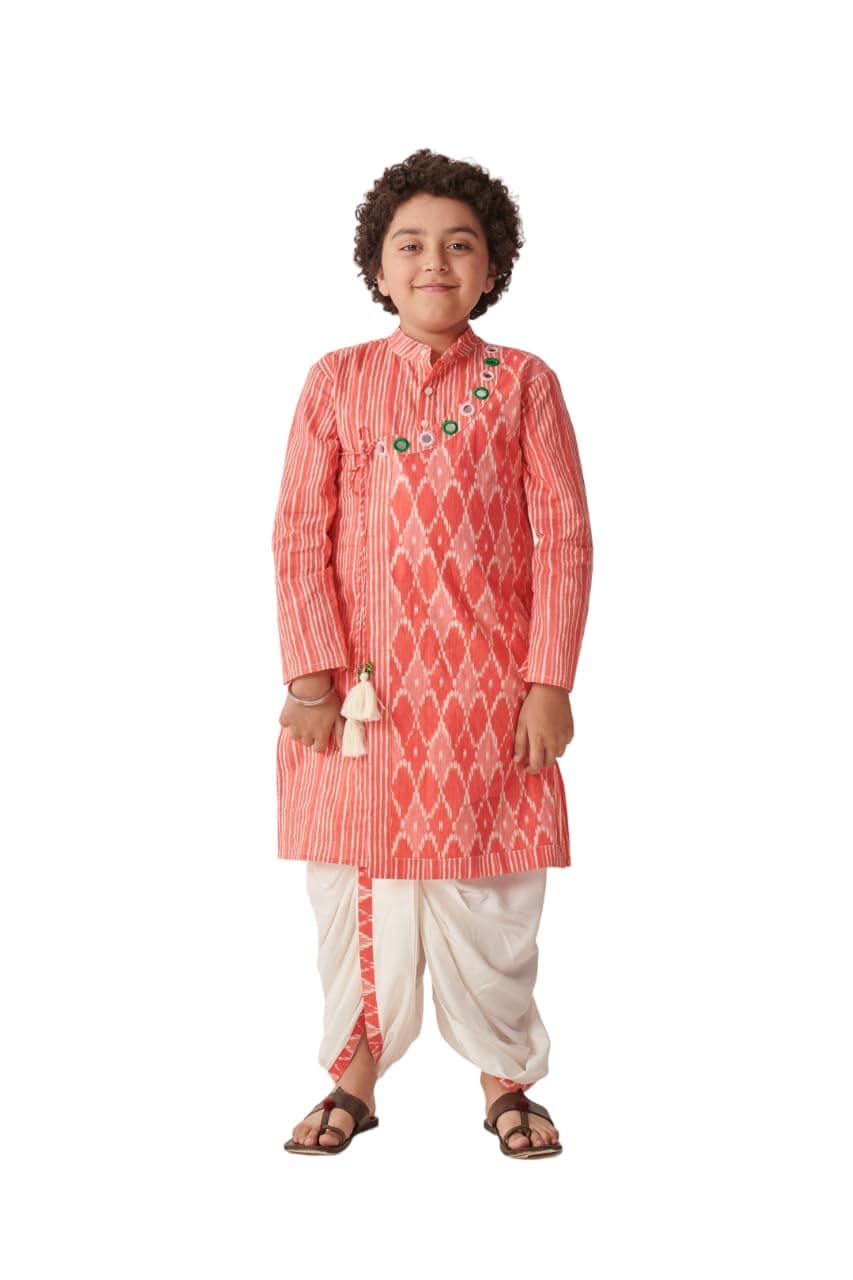 Pspeaches Boys Ethnic Motifs Printed Angrakha Kurta with Dhoti Pants (4-5Years)