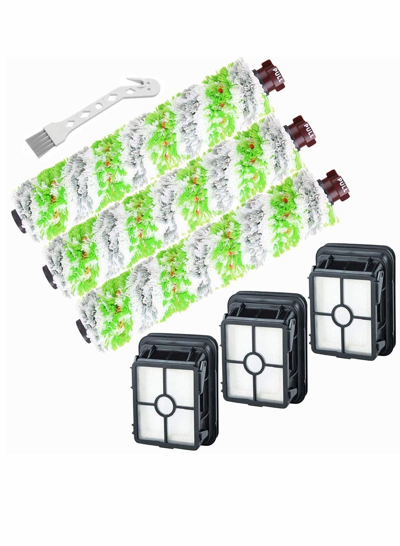 Replacement Parts for Bissell CrossWave Pet Pro 2306A and 1785 Series, 3 Pack 2460 Multi-Surface Brush Roller, 1866 Vacuum Filter, Compare to Part 1613568, 1608684