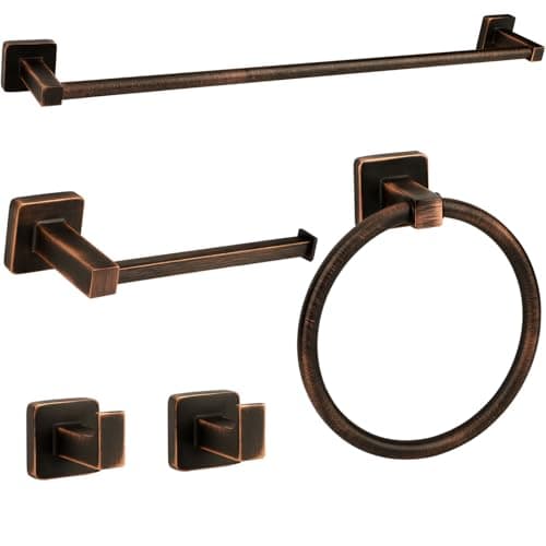 Ntipox 5 Piece Antique Bathroom Hardware Accessories Set Oil Rubbed Bronze24 Inch Towel Bar SetTowel Rack SetBathroom Towel Holder Set