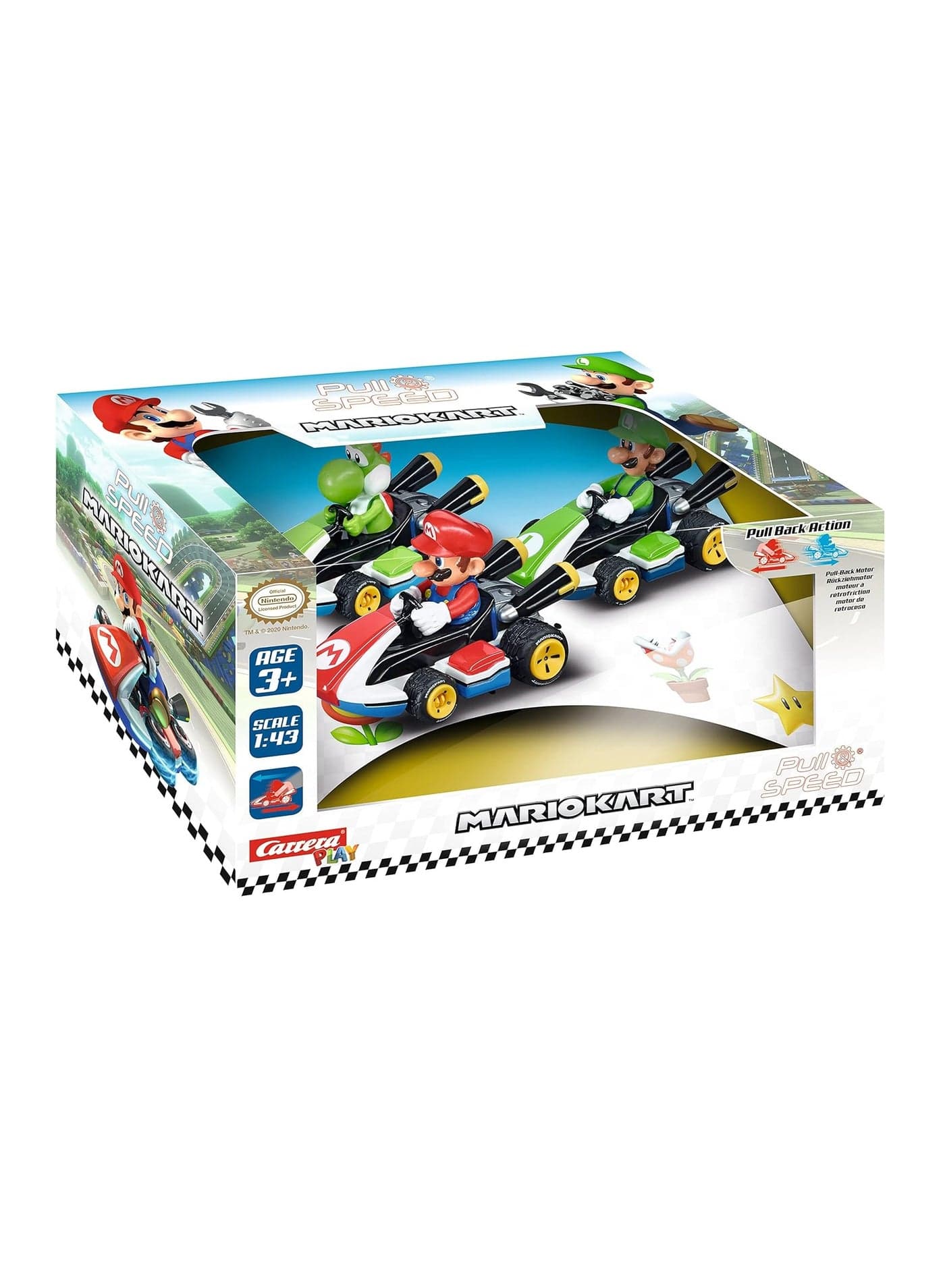 Carrera Pull N Speed Super MARIO Pull Back Kart Set | Exciting Racing Fun | Perfect Gift for Super Mario Fans & Kids