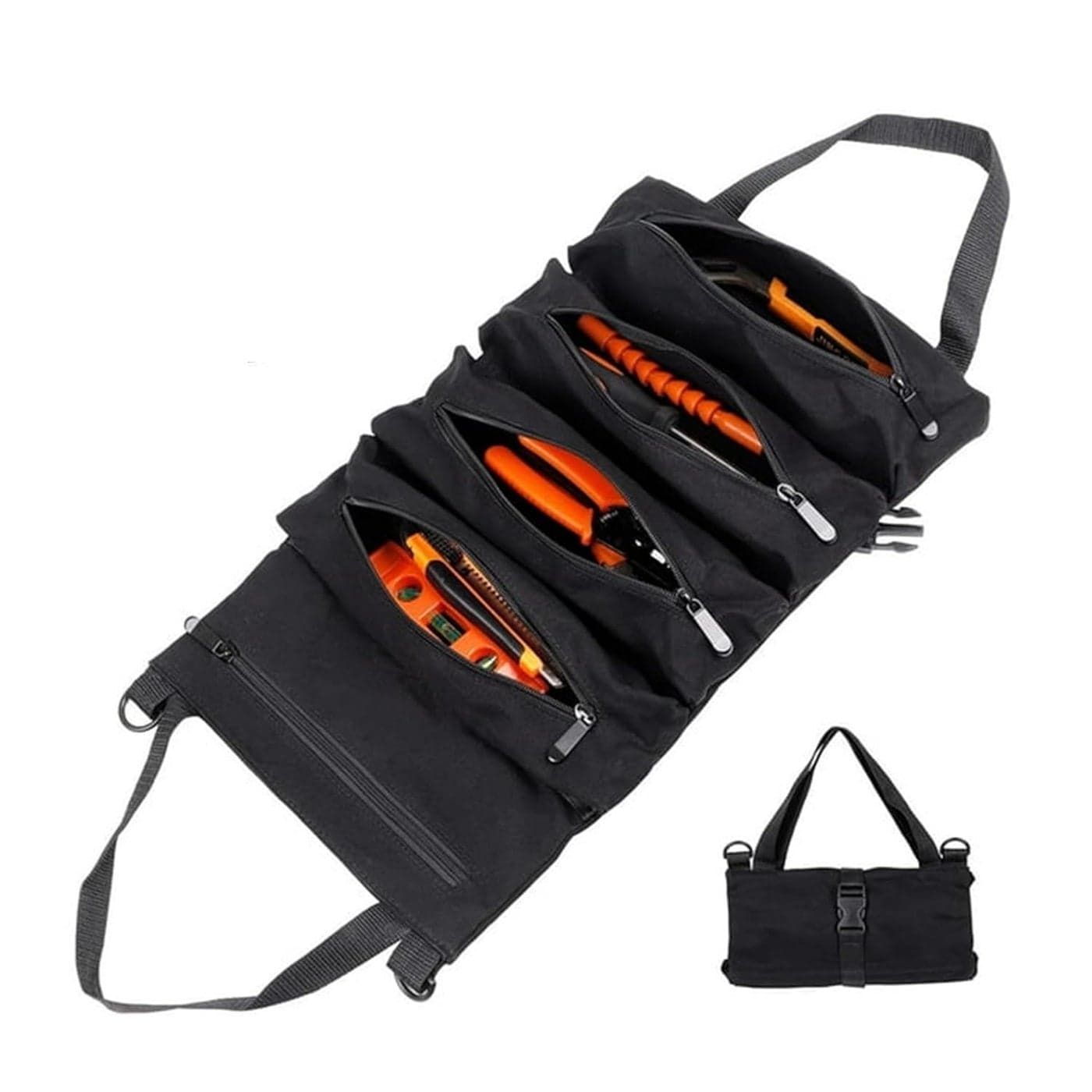 SRZ Tool Kit Storage Organiser for Home Car Tool Bag For DIY ToolsGardening Tools Electrical Tools Utility Tool Bag Car Tool Kit BLACK 5 Zipper Pockets ONLY BAG NO TOOLS