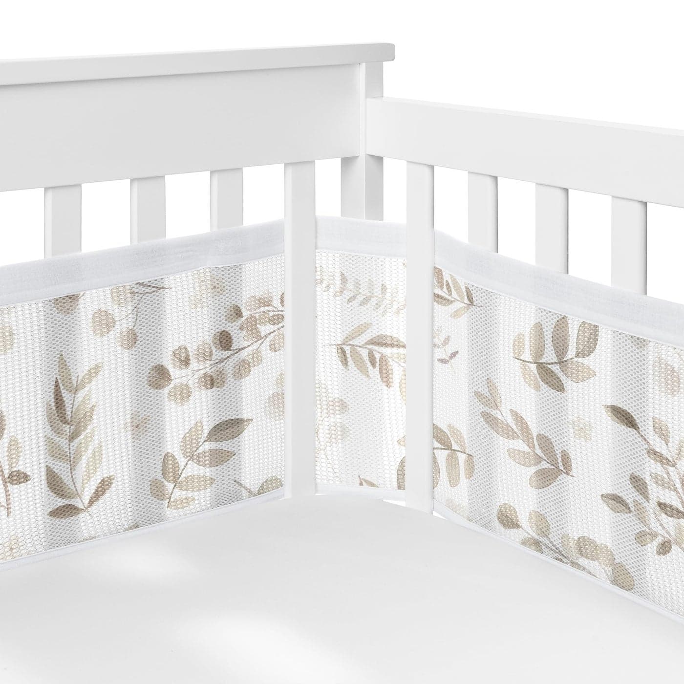 Sweet Jojo Designs BreathableBaby Floral Leaf Boy Girl Gender Neutral Breathable Mesh Crib Liner Baby Infant Ivory Brown Beige White Boho Bohemian Watercolor Botanical Woodland Garden