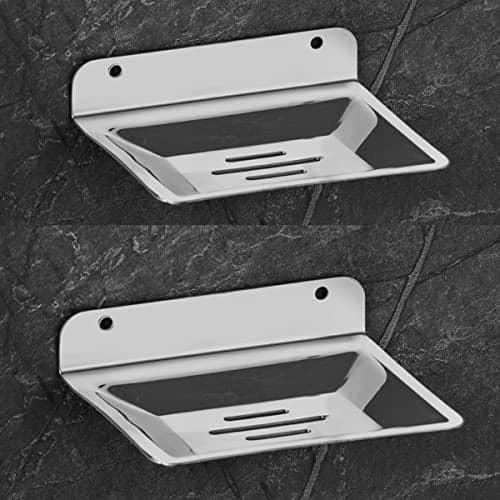 iSTAR Stainless Steel Square Soap Dish Holder for Bathroom Soap Case for Home (Pack of 2)