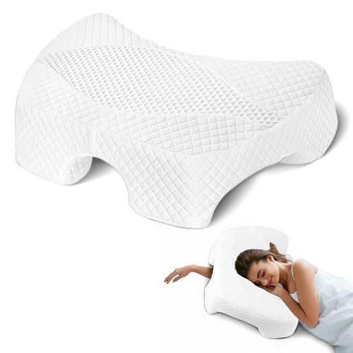 Eliteguard Side Sleeper Pillow with Arm Hole, Shoulder Relief System, Arm Pillow for Neck and Shoulder Pain, Premium Memory Foam, Suitable for Side, Back and Stomach Sleepers - White, 6in Height