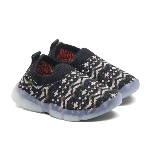 ASIAN Sparkle-11 Kids Shoes | Lightweight Sneakers for Boys & Girls with Cushioned Comfort | Stylish Breathable Upper & Fun LED Light Sole Black Olive (BLKOLIV) -UK 18