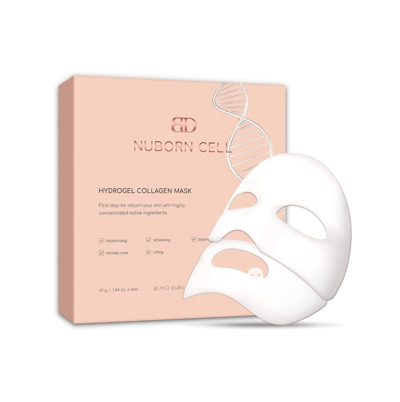 NUBORN CELL Hydrogel Collagen Mask Advanced Stem Cell Face Mask for Dry Skin 2 Niacinamide Peptides Collagen and Hyaluronic Acid Made in Korea 4 masks Pack of 1