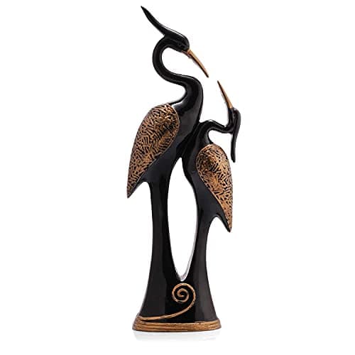 Nantan Resin Decorative Pair of Swan Showpiece for Home Decor and Living Room Decor Office Desk Decor Tv Cabinet Decoration Gifting Diwali Decorations Items for Home Gifts (Black -14.5 Inch)