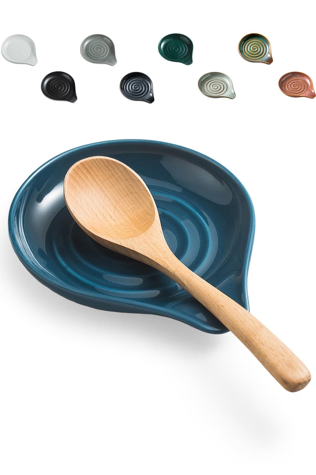 LAUCHUH Spoon Rest for Stove Top Cooking Spoon Holder for Kitchen Countertop Large Holder for Spatula Spoons or Tongs Farmhouse Decor Thanksgiving Blue