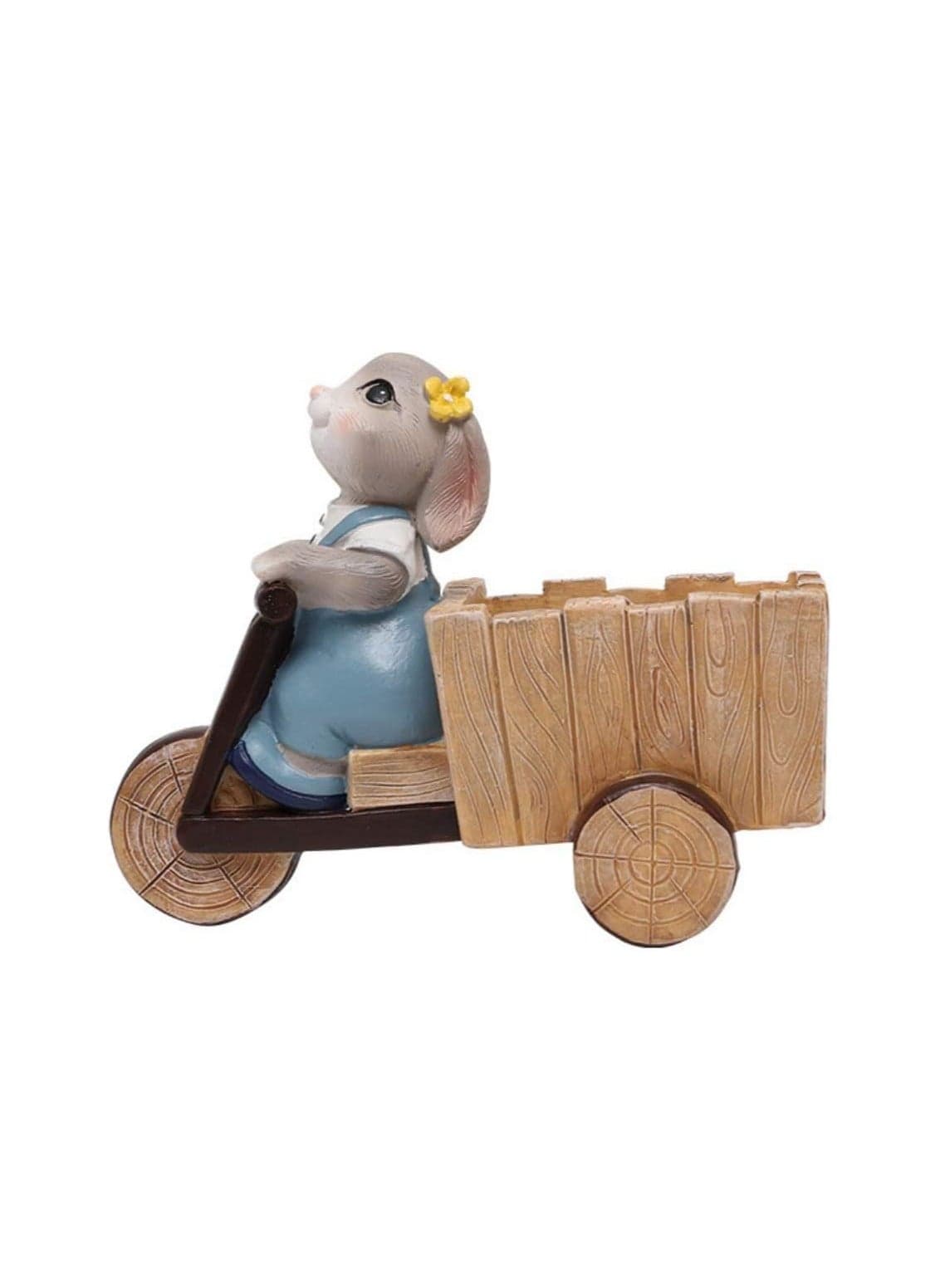 Cute Rabbit Flower Pot Succulent Plant Pot Outdoor Statue Cartoon Flower Pot Suitable For Indoor And Outdoor Home Decoration (Tricycle)