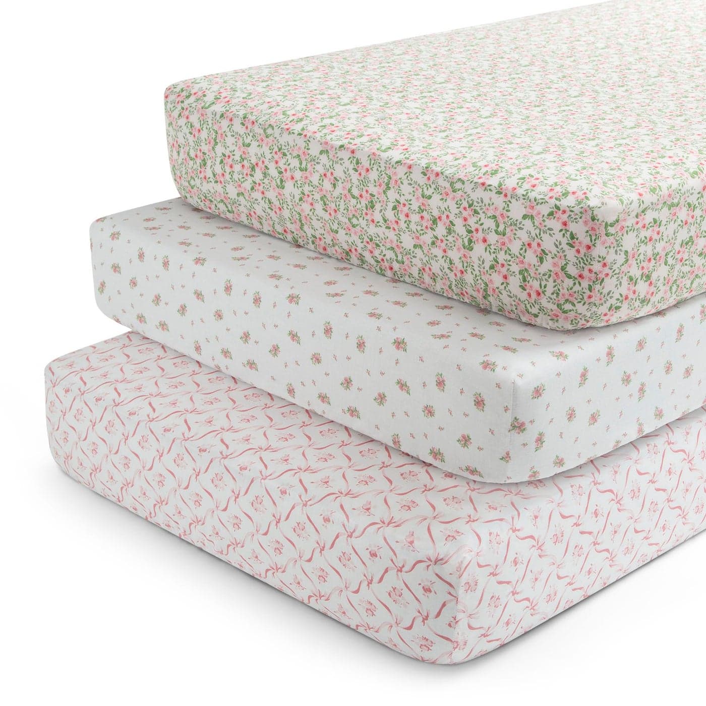 Delta Children Fitted Crib Sheets for Girls and Boys Crib Sheet for Standard Crib and Toddler Mattresses 28x52 Inch Pack of 3 Pink Floral