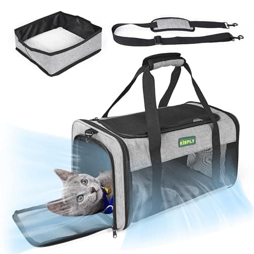 TSA Approved Pet Carrier in Cabin 17x11x95 Soft Cat Carriers for Small Cats up to 12 lb TopOpen Portable Dog Carrier with Litter Box and AntiScratch Mesh for Puppy up to 10 lb Gray