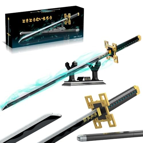HIGH GODO Demon Anime Sword Building Set 40in Tokitou Muichirou Sword Set with Scabbard and Stand Cosplay Anime Katana Sword Building Blocks Collectible Gifts for Teens and Adults 14 771 PCS