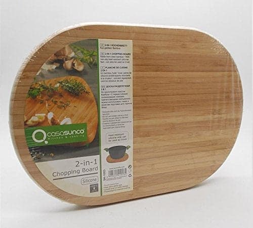 TOTO DEALS 2 in 1 Oval Shape Bamboo Wooden Chopping Cutting and Coaster
