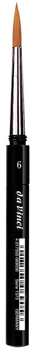 da Vinci Travel Series 1573 CosmoTop Spin Watercolor Brush, Round Synthetic with Protective Case Handle, 6