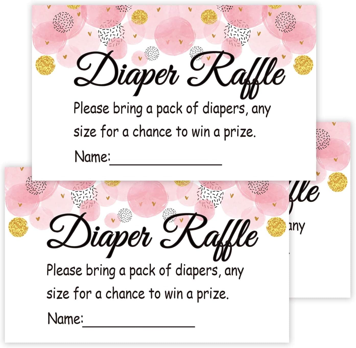 50 Pink Wave Point Diaper Raffle Tickets for Baby Shower Invitation Inserts Baby Shower Game Cards