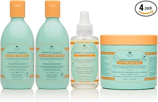Nature Spell Growth Complex Shampoo and Conditioner Hair Growth Oil and Hair Mask Set Pack Of 4 Haircare Set Salt Sulphate Free Hair Shampoo and Conditioner 300ml x2 400ml x1 100ml x1