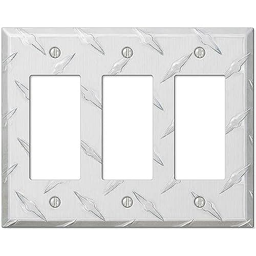 Amerelle Diamond Plate Triple Rocker Stamped Aluminum Wallplate, 3 Rocker