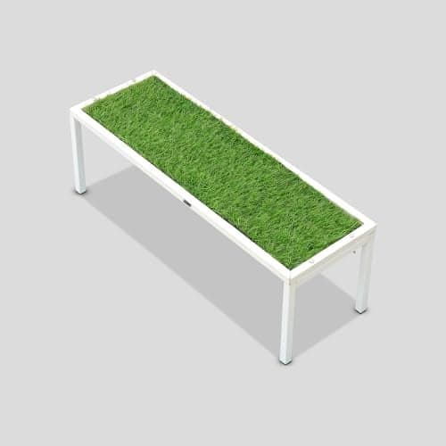 Urban Plant Apollo Metal Plant Stand with Green Grass | Decorative Pot Holder for Balcony, Garden & Home | Artificial Grass Mat Included (White – Set of 1)