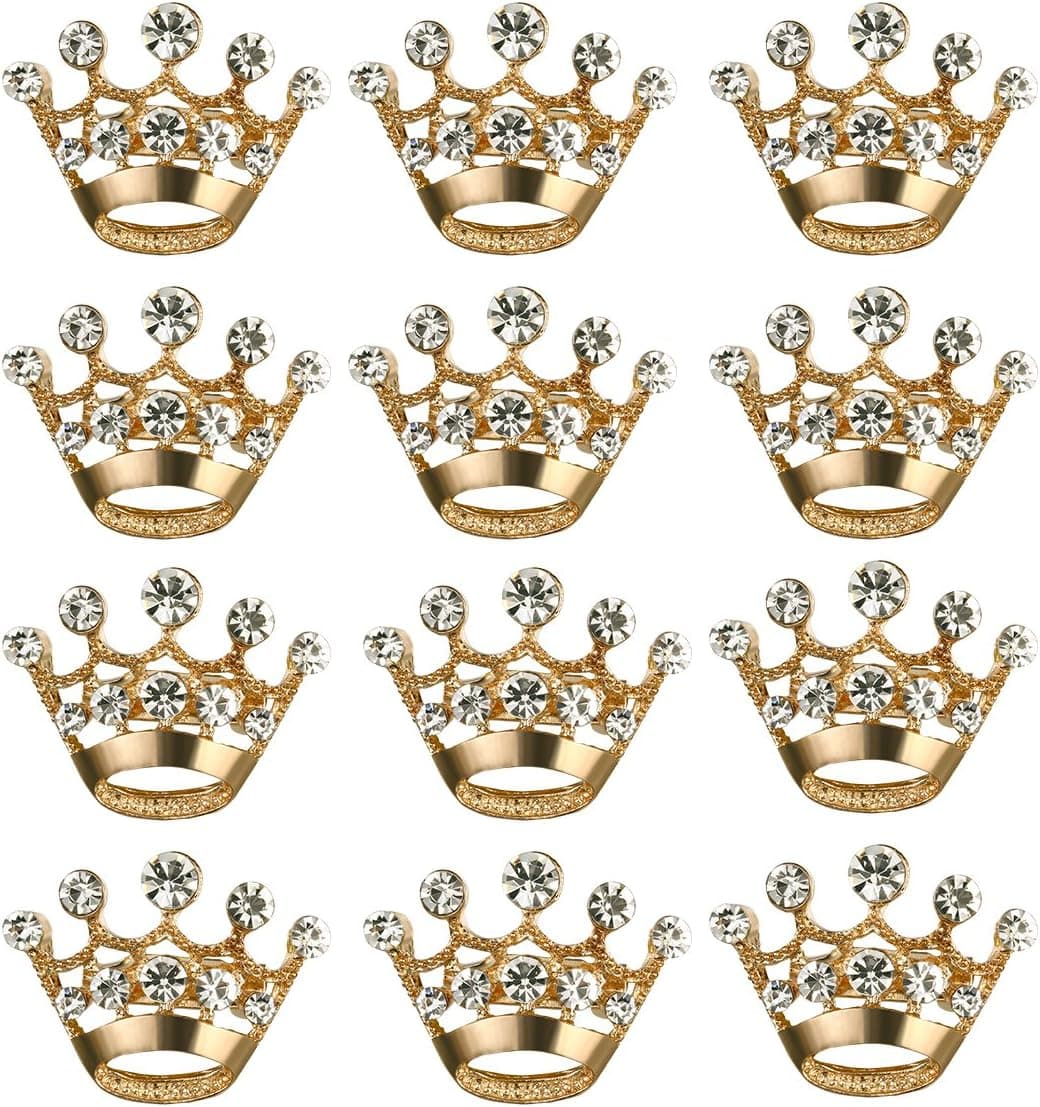 Tinksky Diamante Wedding Party Pageant Tiara Crown Corsage Brooch Pin Valentines Day Gift pack of 12 Gold 28 2 2cm