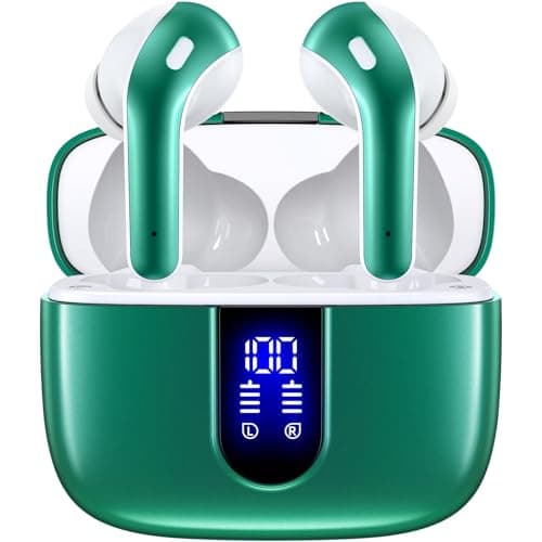 TAGRY Bluetooth Headphones True Wireless Earbuds 60H Playback LED Power Display Earphones with Wireless Charging Case IPX5 Waterproof in-Ear Ear buds with Mic for TV Smart Phone Laptop Computer Sports