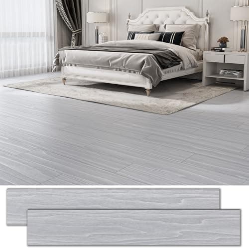 30 SqFt Peel and Stick Vinyl Floor Tiles 36 x 6 Wood Look Planks 20 Pack Waterproof SelfAdhesive Flooring Tiles DIY for Renter Kitchen Living Room RV Light Grey