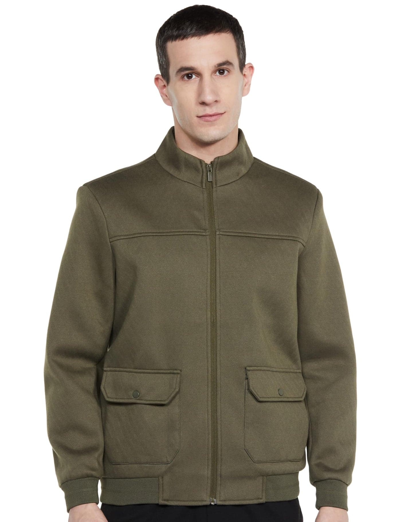 Qube By Fort Collins Cotton Blend Men'S Parka Short Length Coat (BD3607AZ_Olive